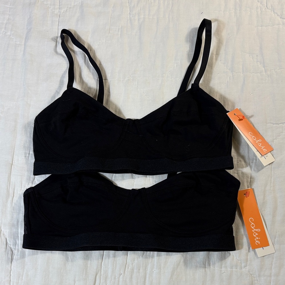 NWT Colsie Black Bralettes 2-Pack Wireless Lounge & Sleep‎ Bras Size Small